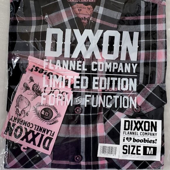 Dixxon x KEEP A BREAST Collab I LOVE BOOBIES 2025 Flannel Shirt-Men's M SOLD OUT - Picture 9 of 10